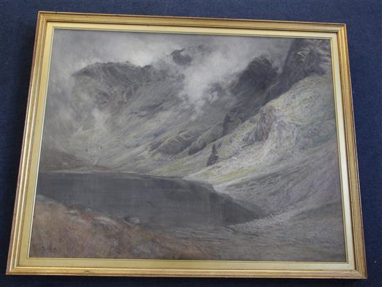 John Pedder R.A. (1850-1929) Misty mountain landscape with lake 60 x 75cm